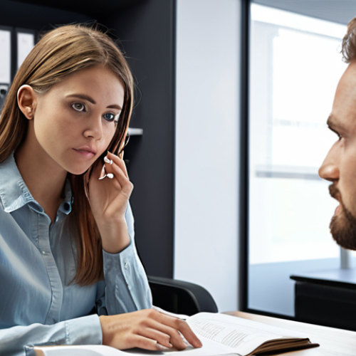 Home 19 **
* **Prompt:** Freelancer actively listening to a client, taking notes, with open-ended questions floating in the air. Focus on empathy and understanding. Background: Modern office setting.
**
